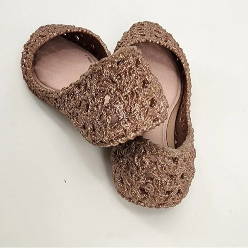 Melissa x Campana Glitter Jelly Rose Gold  Flats Size 1